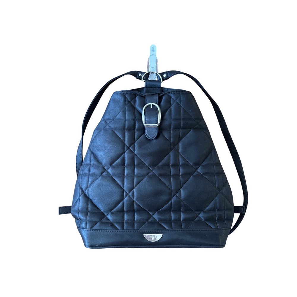 THE 1 Black Quilted Backpack Buckle Detail Silver Hardware Vintage Style